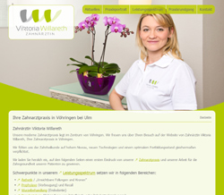 Screenshot Website Zahnärztin Viktoria Willareth in Vöhringen bei Ulm